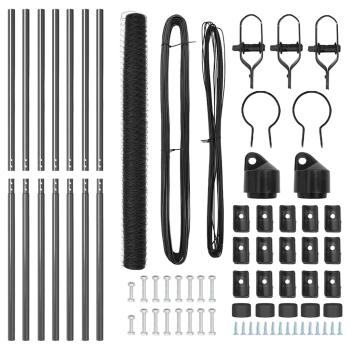 Sechseckzaun Grau 1,5x10 m Stahl, Zaunpfosten 7 Stück Grau Ø32 mm 200 cm Verzinkter Stahl