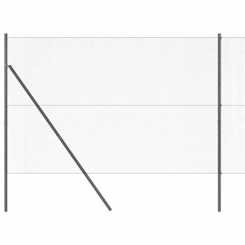 Sechseckzaun Grau 1,6x25 m Stahl, Zaunpfeiler 13 Stück Grau Ø32 mm 210 cm verzinkter Stahl