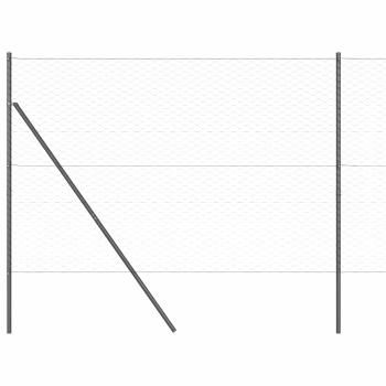 Sechseckzaun Grau 1,6x25 m Stahl, Zaunpfosten 13 Stück Grau Ø32 mm 210 cm verzinkter Stahl