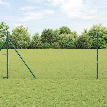 ARDEBO.de - Hexagon Zaun Grau 1,4x100 m Stahl, Zaunpfosten 13 Stück Grün Ø32 mm 190 cm Verzinkter Stahl