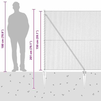 Sechseckzaun Grau 1,5x50 m Stahl, Zaunpfosten mit Spitze 13 Stück Ø32 mm 170 cm galvanisierter Stahl