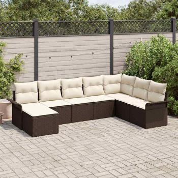ARDEBO.de - 8-teiliges Garten-Sofa-Set mit Kissen Braun Poly Rattan, 2-Sitzer Garten-Sofa mit Stauraum & Kissen Braun Poly Rattan