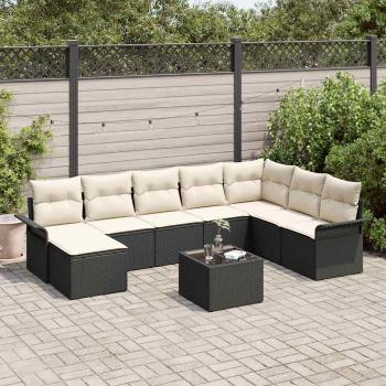 ARDEBO.de - 8-teiliges Garten Sofa Set mit Kissen Braun Poly Rattan, 2-Sitzer Garten Sofa mit Stauraum & Kissen Schwarz Poly Rattan
