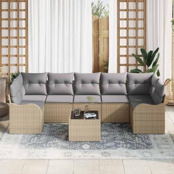 Gartensofa-set 8 stk. 7-Sitzanzahl Beige und Grau