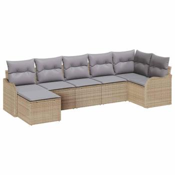 Gartensofa-set 7 stk. Beige und Hellgrau Poly-Rattan