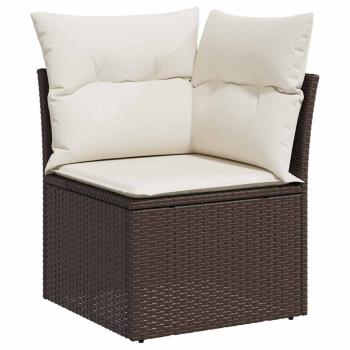 Gartensofa-set 9 stk. Braun und Weiß Poly-Rattan