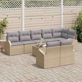 Gartensofa-set 9 stk. Beige und hellgrau Poly-Rattan