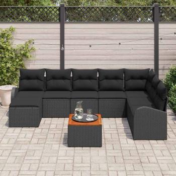 Gartensofa-set 9 stk. Schwarz Poly-Rattan