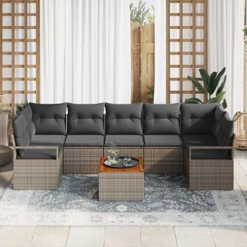 Gartensofa-set 8 stk. Grau Poly-Rattan