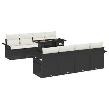 Gartensofa-set 9 Stk. Schwarz [Synthetisch]: Poly Rattan