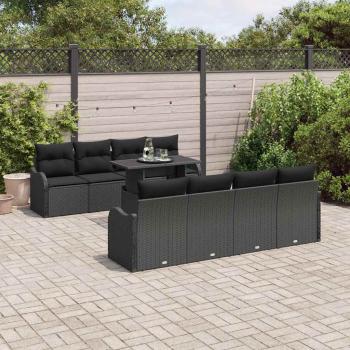 ARDEBO.de - Gartensofa-set 9 stk. 8-Sitzanzahl Schwarz Poly Rattan