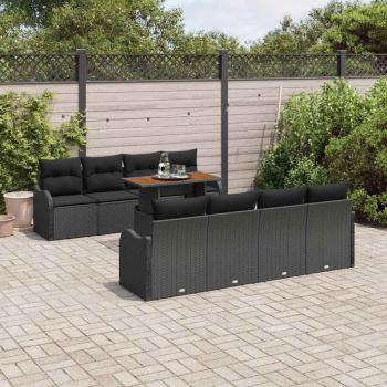 Garten-Sofa-Set 9 Stk. Schwarz Poly Rattan
