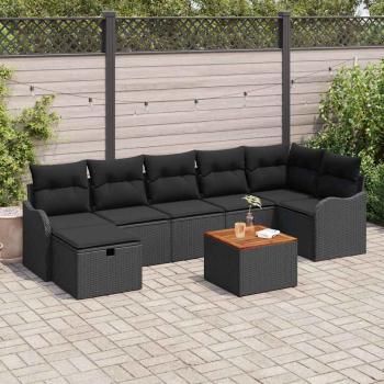 ARDEBO.de - Gartensofa-set 8 Stk. Schwarz Poly-Rattan