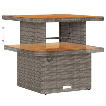 8-teiliges Garten Sofaset mit Kissen Grau Poly Rattan Akazie, 3-teiliges Garten Essenset mit Kissen Grau Poly Rattan Akazie