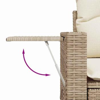 ARDEBO.de - 8-teiliges Garten Sofa Set mit Kissen Beige Poly Rattan Akazie, 3-teiliges Garten Ess-Set mit Kissen Beige Poly Rattan Akazie