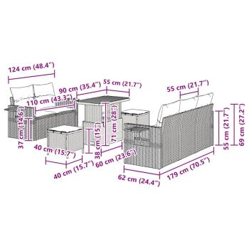 Gartensofa-set mit Kissen 8 pcs Beige Poly-Rattan