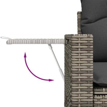 13-teilige Garten Sofagarnitur mit Kissen Grau Poly Rattan Akazie, 3-teilige Garten Essgruppe mit Kissen Grau Poly Rattan Akazie
