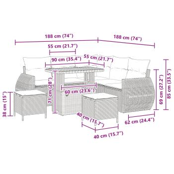 Gartensofa-set 8 pcs Schwarz Poly-Rattan
