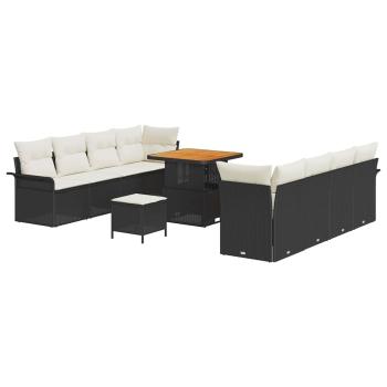 Gartensofa-set 11 stk. Schwarz Poly-Rattan