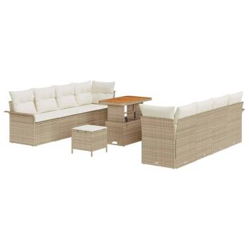 Gartensofa-set 11 Stk. Beige Poly-Rattan