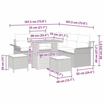 Gartensofa-set mit Kissen 8 pcs Beige Poly-Rattan