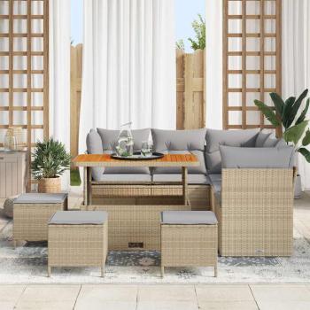 Gartensofa-set 9 stk. 5-Sitzanzahl Beige und Hellgrau