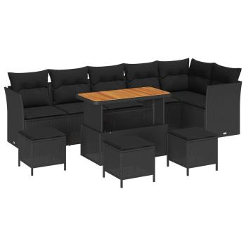 Garten-Sofa-Set 10 Stk. 6-Sitzanzahl Schwarz