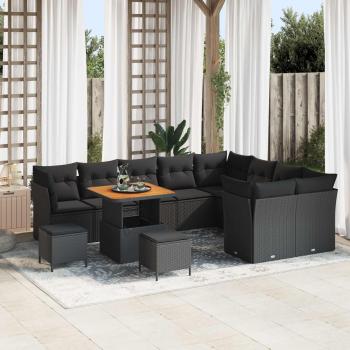 ARDEBO.de - Gartensofa-set 12 stk. 9-Sitzer Schwarz Poly-Rattan