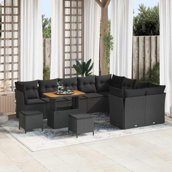 ARDEBO.de - Gartensofa-set 12 Stk. 9-Sitzanzahl Schwarz Poly-Rattan