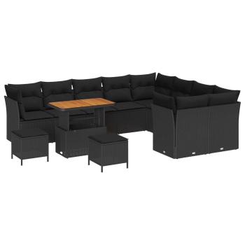 Gartensofa-set 12 Stk. 9-Sitzanzahl Schwarz Poly-Rattan