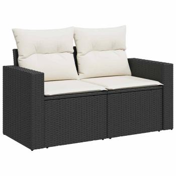 ARDEBO.de - 12-teiliges Garten Sofa Set mit Kissen Schwarz Poly Rattan Akazie, 3-teiliges Garten Essset mit Kissen Schwarz Poly Rattan Akazie