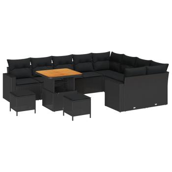 ARDEBO.de - Gartensofa-set 13 stk. 10-Sitzanzahl Schwarz Poly-Rattan