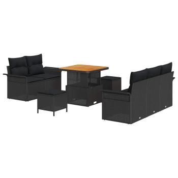 Garten-Sofa-Set 8 stk. 7-Sitzanzahl Schwarz