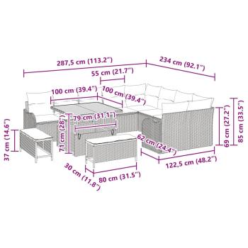 Garten-Sofa-Set mit Kissen 12 pcs Beige und Hellgrau