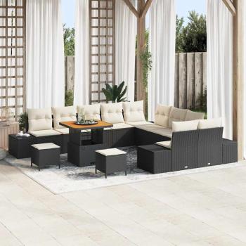 ARDEBO.de - Gartensofa-set 13 Stk. 12-Sitzanzahl Schwarz Poly Rattan