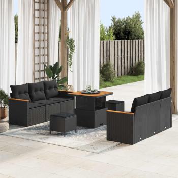 ARDEBO.de - Gartensofa-set 11 stk. 10-Sitzanzahl Schwarz Poly-Rattan