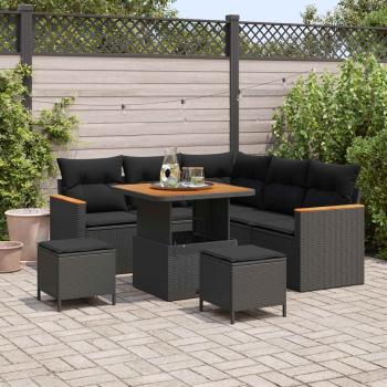 ARDEBO.de - Gartensofa-set 8 stk. 5-Sitzanzahl Schwarz Poly Rattan