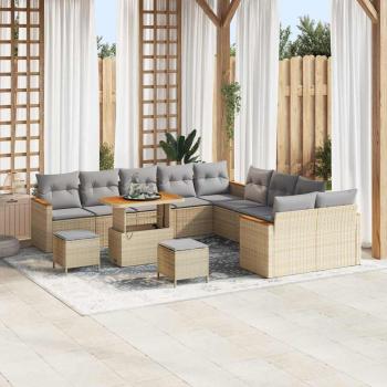 ARDEBO.de - Gartensofa-set 13 stk. 12-Sitzanzahl Beige Poly-Rattan