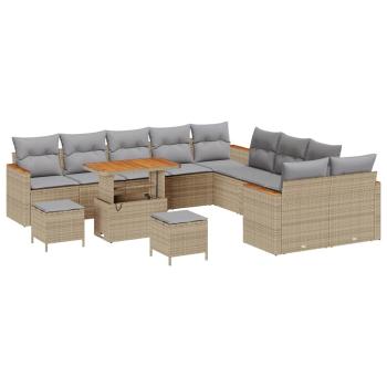 Gartensofa-set 13 stk. 12-Sitzanzahl Beige Poly-Rattan