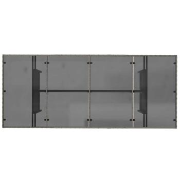 9-teiliges Garten-Esszimmer Set Grau Poly Rattan, Stapelbare Gartenstühle mit Kissen 2 Stück Grau Poly Rattan