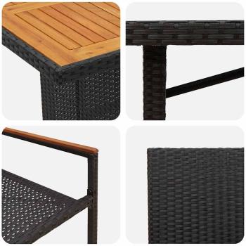 9-teilige Garten Essgruppe Schwarz Poly-Rattan, Stapelbare Gartenstühle mit Kissen - 2-teiliges Set aus schwarzem Poly-Rattan