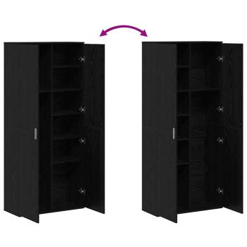 Highboard Schwarz Eiche 80x35x180 cm Holzwerkstoff