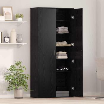 Highboard Schwarz Eiche 80x35x180 cm Holzwerkstoff