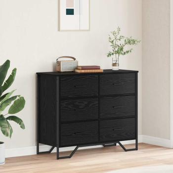 ARDEBO.de - Kommode Schwarz-Eiche 91x35,5x74,5 cm Holzwerkstoff