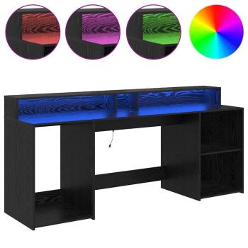 Schreibtisch Schwarz Eiche 200x55x91 cm Holzwerkstoff