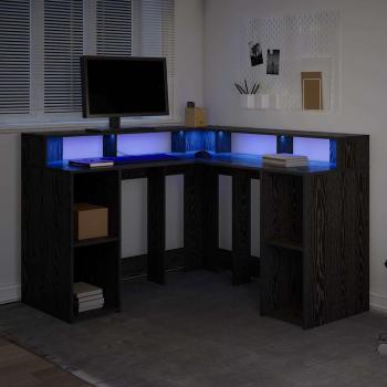 Schreibtisch Schwarz-Eiche 130x130x91 cm Holzwerkstoff