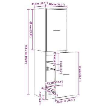 Apotheker-Schrank Schwarzes Eichenholz 40x41x144,5 cm Holzwerkstoff