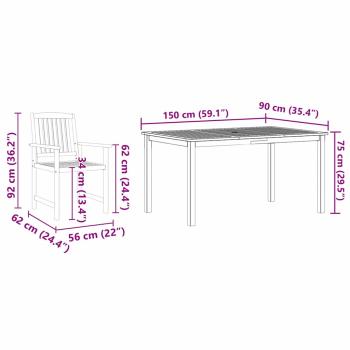 7-tlg. Garten-Essgruppe Massivholz Akazie