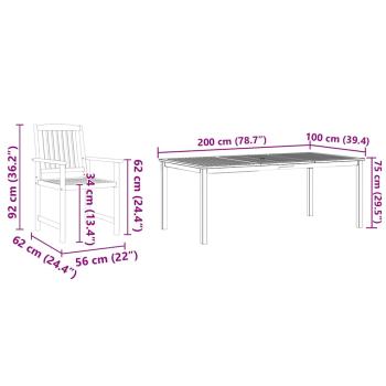 7-tlg. Garten-Essgruppe Massivholz Akazie