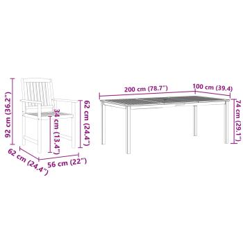 Garten Essgruppe 9 pcs Braun Massivholz Akazie